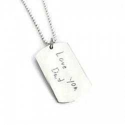 Custom Handwriting - Sterling Silver Dog Tag Necklace
