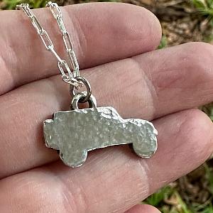 Jeep Silhouette Necklace - Sterling Silver Handmade Jewelry 4DN