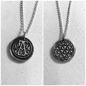 Vintage Inspired Silver Wax Seal Letter Pendant - EPCOT Lover