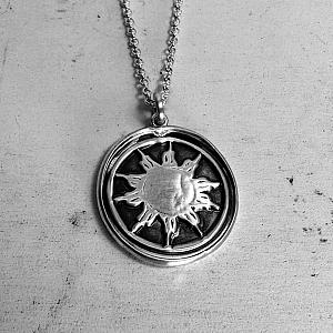 Vintage Inspired Silver Wax Seal Sun Pendant - The Lost Princess