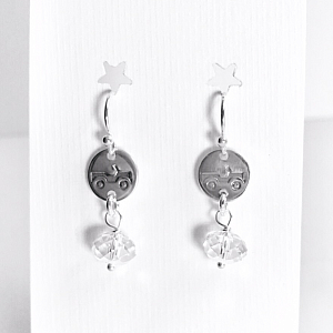 Jeep Earrings - Sterling Silver Dainty Dangles with Crystals