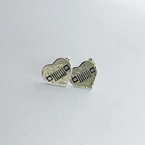 Jeep Earrings - Heart Jeep Grills - Sterling Silver Stud Earrings