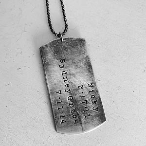 Dog Tag Necklace - LARGE Handmade Sterling Silver Dog Tags Pendants