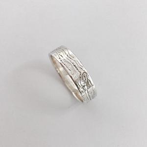 Wood Grain Wedding Band - Handmade Sterling Silver Wedding Ring