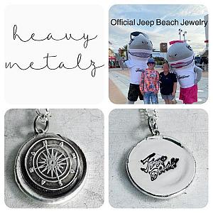 Compass - Jeep Beach Vintage Inspired Silver Wax Seal Pendant
