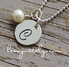 Single Initial Necklace w Crystal or Pearl