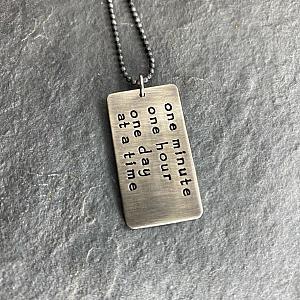 Dog Tag Necklace - Rectangle Rustic Dog Tags