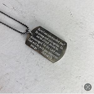 Scripture Dog Tag Necklace - SMALL Rustic Dog Tags - Favorite Bible Verse