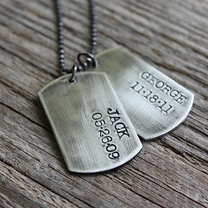 Dog Tag Necklace - SMALL  Rustic Dog Tags